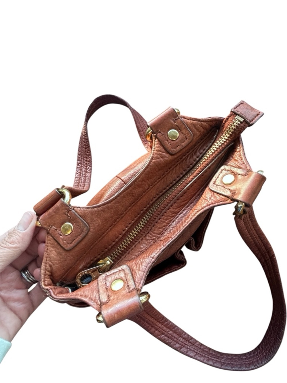 Marc by Marc Jacobs Leather Shoulder Bag Purple Pebbled Leather Double Pocket - Picture 6 of 8